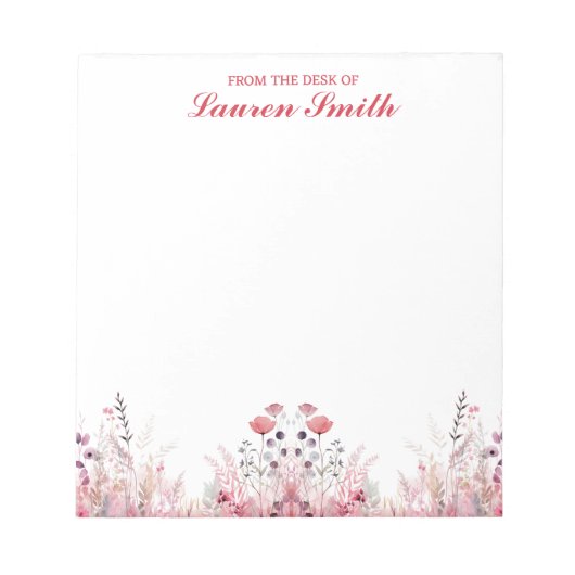 Elegante Blumen vom Schreibtisch aus Minimalistisc Notizblock (Vorderseite)