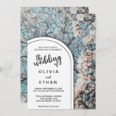 Elegante Blumen Weißer Rosen Bäume Sommerhochzeit Einladung (Vorne/Hinten)