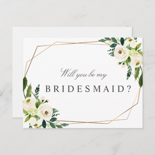 Elegante Blumen werden Sie meine Bridesmaid-Karte Einladungspostkarte (Vorne/Hinten)