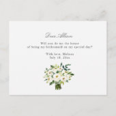 Elegante Blumen werden Sie meine Bridesmaid-Karte Einladungspostkarte (Rückseite)