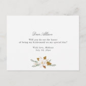 Elegante Blumen werden Sie meine Bridesmaid-Karte  Einladungspostkarte (Rückseite)