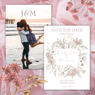 Elegante Blumen-Wildblumen-Foto Save The Date Einladung