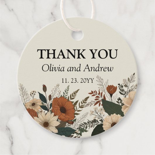 Elegante Blumenakzente und Farbpalette Geschenkanhänger (Vorderseite)