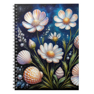 Elegante Blumenanordnung mit Muscheln Notizblock