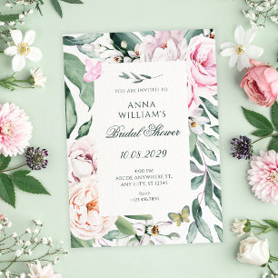 Elegante Blumenaquarell-Brautparty Einladung