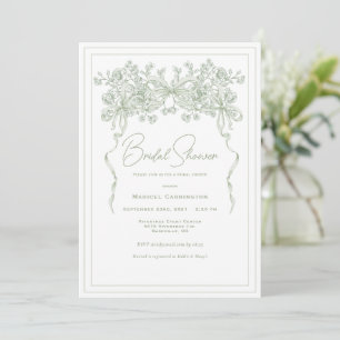 Elegante Blumenaquarell-Vintage-Brautparty Einladung