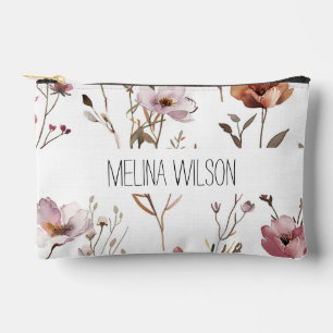Elegante Blumenaquarell Zubehörtasche
