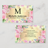 Elegante Blumenarrangements | Gold Metallic Visitenkarte (Vorne/Hinten)