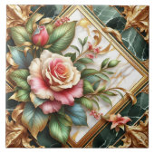 Elegante Blumenarrangements mit Rose und Blätter Fliese (Vorderseite)