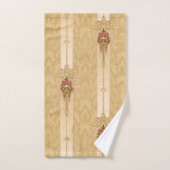 Elegante Blumenbänder auf geschnitztem Gold Damask Badhandtuch Set (Handtuch)