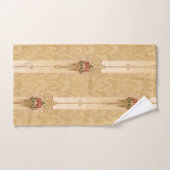 Elegante Blumenbänder auf geschnitztem Gold Damask Badhandtuch Set (Handtuch)