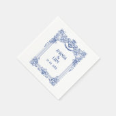 Elegante Blumenbarocke Blauer Säulenhochzeit Serviette (Ecke)