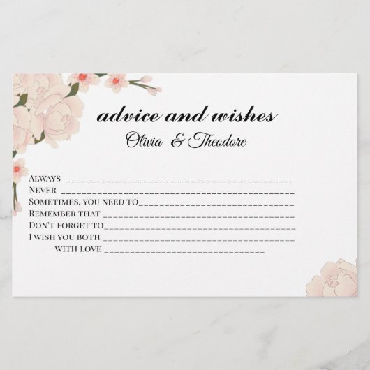 Elegante Blumenberatung und Wunschkarte Briefpapier (Vorderseite)