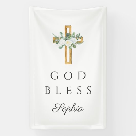 Elegante Blumenberge kreuzen Gottesgesegnung Banner (Vertikal)