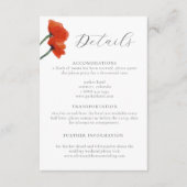 Elegante Blumenberge Roter Mohn Hochzeit Details Begleitkarte (Vorderseite)