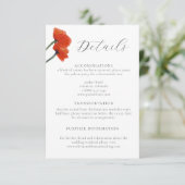 Elegante Blumenberge Roter Mohn Hochzeit Details Begleitkarte (Stehend Vorderseite)