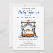 Elegante Blumenblauer Krippendusche Einladung (Vorderseite)