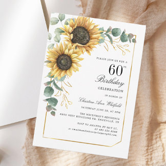 Elegante Blumenblume 60. Geburtstagsparty Einladung