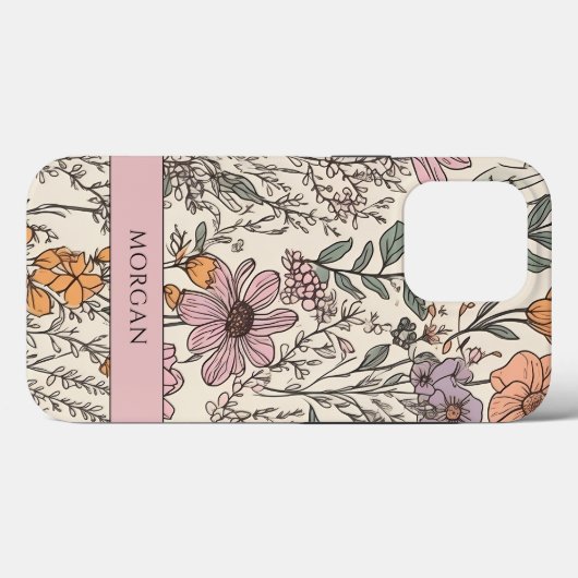 Elegante Blumenblume Botanisch personalisiert Case-Mate iPhone Hülle (Rückseite (Horizontal))