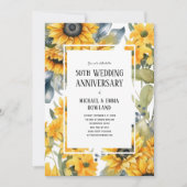 Elegante Blumenblumen 50. Hochzeitstag Einladung (Vorderseite)