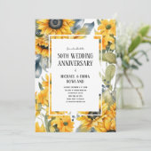 Elegante Blumenblumen 50. Hochzeitstag Einladung (Stehend Vorderseite)