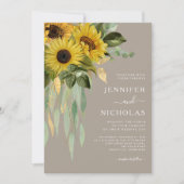 Elegante Blumenblumen Eukalyptus Wedding Einladung (Vorderseite)