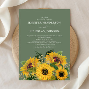 Elegante Blumenblumen Virtual Wedding Einladung