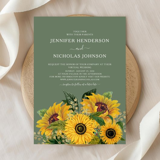 Elegante Blumenblumen Virtual Wedding Einladung