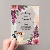 Elegante Blumenbräune Groom Chic Hochzeit Acryleinladungen (Insitu (Handheld))