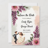 Elegante Blumenbräune Groom Chic Hochzeit Save The Date (Vorderseite)