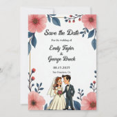 Elegante Blumenbräune Groom Chic Hochzeit Save The Date (Vorderseite)