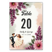 Elegante Blumenbräune Groom Chic Hochzeit Tischnummer (Rückseite)