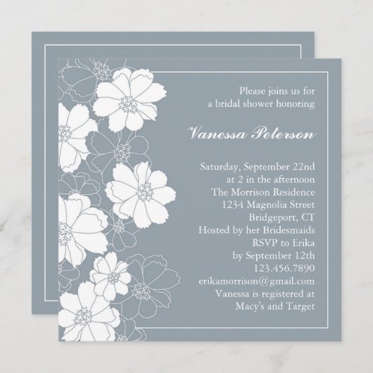 Elegante BlumenBrautparty-Einladung Einladung (Vorne/Hinten)