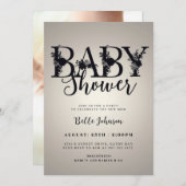 Elegante Blumenbriefe Kinderdusche Einladung - e (Vorne/Hinten)