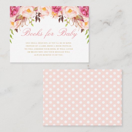 elegante Blumenbücher für die Babykarte Visitenkarte (Vorne/Hinten)