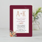 Elegante Blumenburgund 5" x 7" Foil Einladung (Stehend vorne)