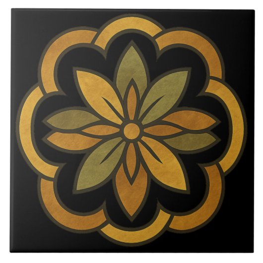 Elegante Blumendekoration Fliese (Vorderseite)