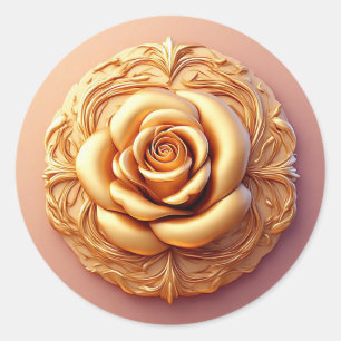 Elegante Blumendekoration mit goldenen Akzenten Runder Aufkleber