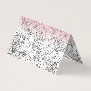 Elegante Blumendoodles Rosa Glitzer Bild Visitenkarten