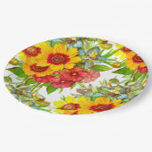 Elegante Blumendrucke Pappteller (Schrägansicht)