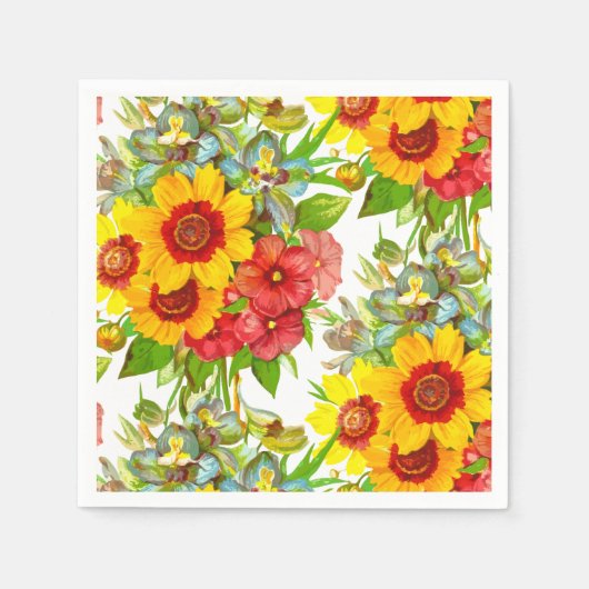 Elegante Blumendrucke Serviette (Vorderseite)