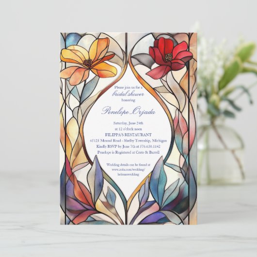 Elegante Blumendusche Einladung (Stehend Vorderseite)