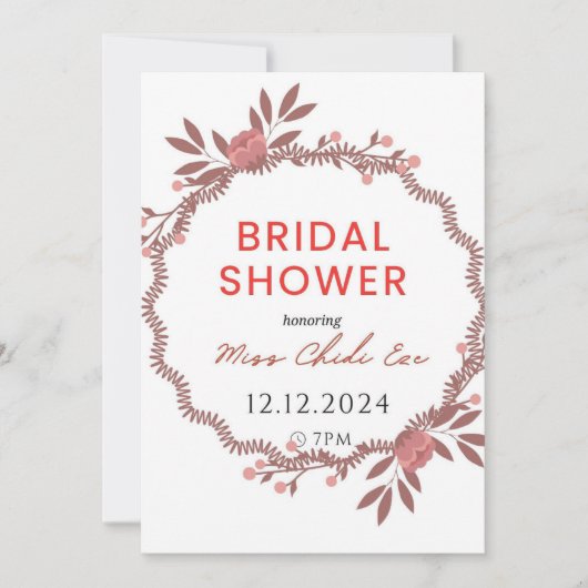 Elegante Blumendusche Einladung (Vorderseite)