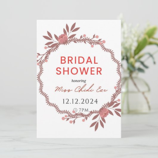 Elegante Blumendusche Einladung (Stehend Vorderseite)