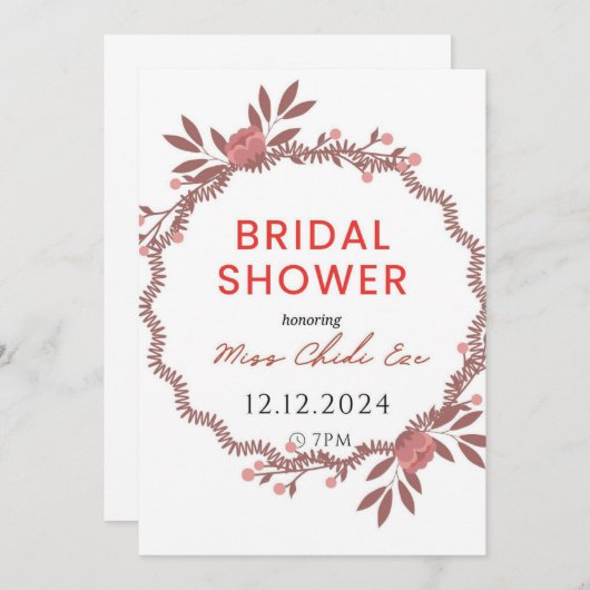 Elegante Blumendusche Einladung (Vorne/Hinten)