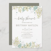 Elegante Blumendusche Einladung (Vorne/Hinten)