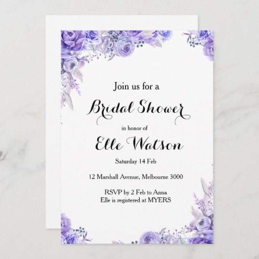 Elegante Blumendusche Einladung (Vorne/Hinten)