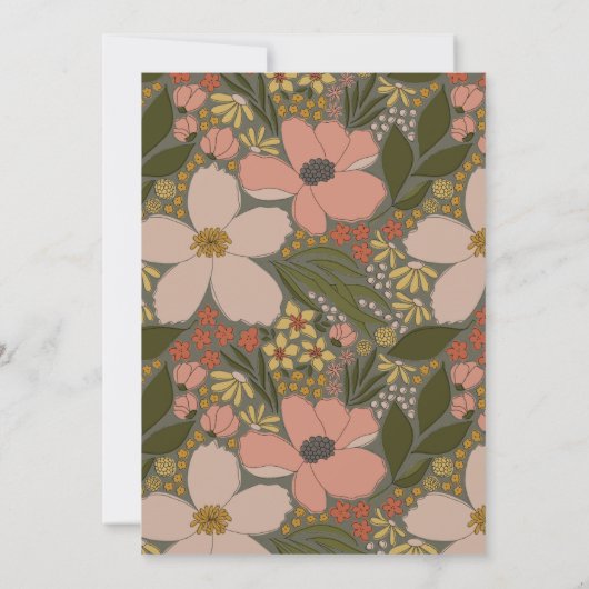 Elegante Blumendusche Einladung (Rückseite)