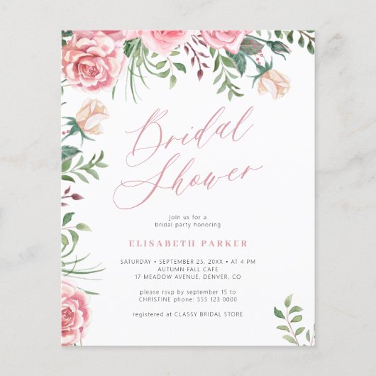 Elegante Blumendusche Flyer (Vorne)