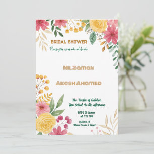 Elegante Blumendusche mit zwei Namen - Einladung